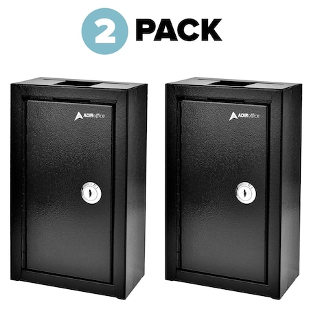 Adiroffice Large Steel Heavy-Duty Key Drop Box, PK2 ADI631-12-BLK-2pk